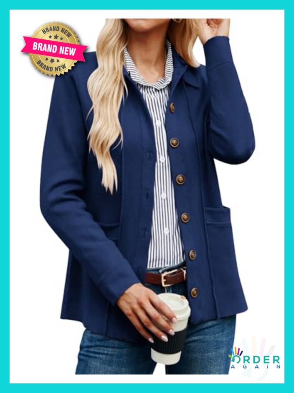 Women's Casual Knit Button Down Cardigan Sweater with Pockets